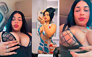La dominicana Aidelis Estrella agarra su toto y enseña las tetas